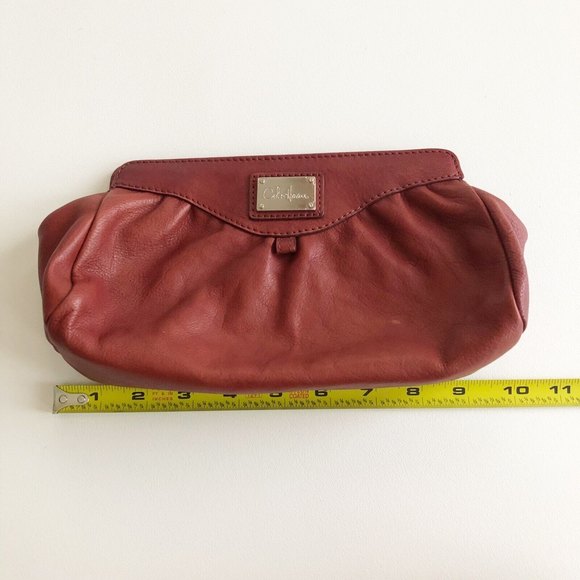 Cole Haan Magnetic Clutch Purse Handbag Cosmetic Pouch Red Leather 11x5x2 Clean! - Picture 8 of 10